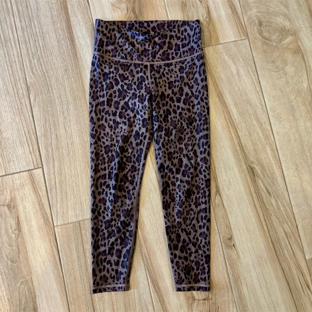 GapFit Leggings Womens S Brown Leopard Print High Rise 7/8 Athleisure